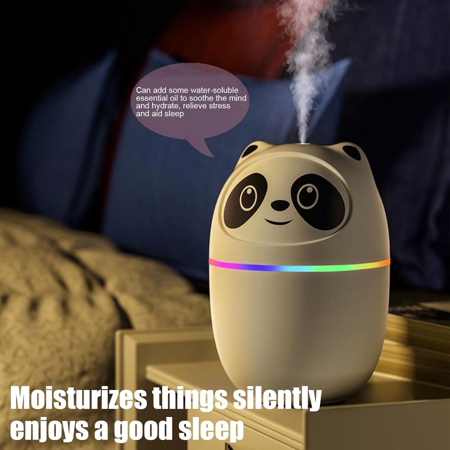 Mini Cute Panda Humidifier – Cool Mist for Room Moisture & Comfort