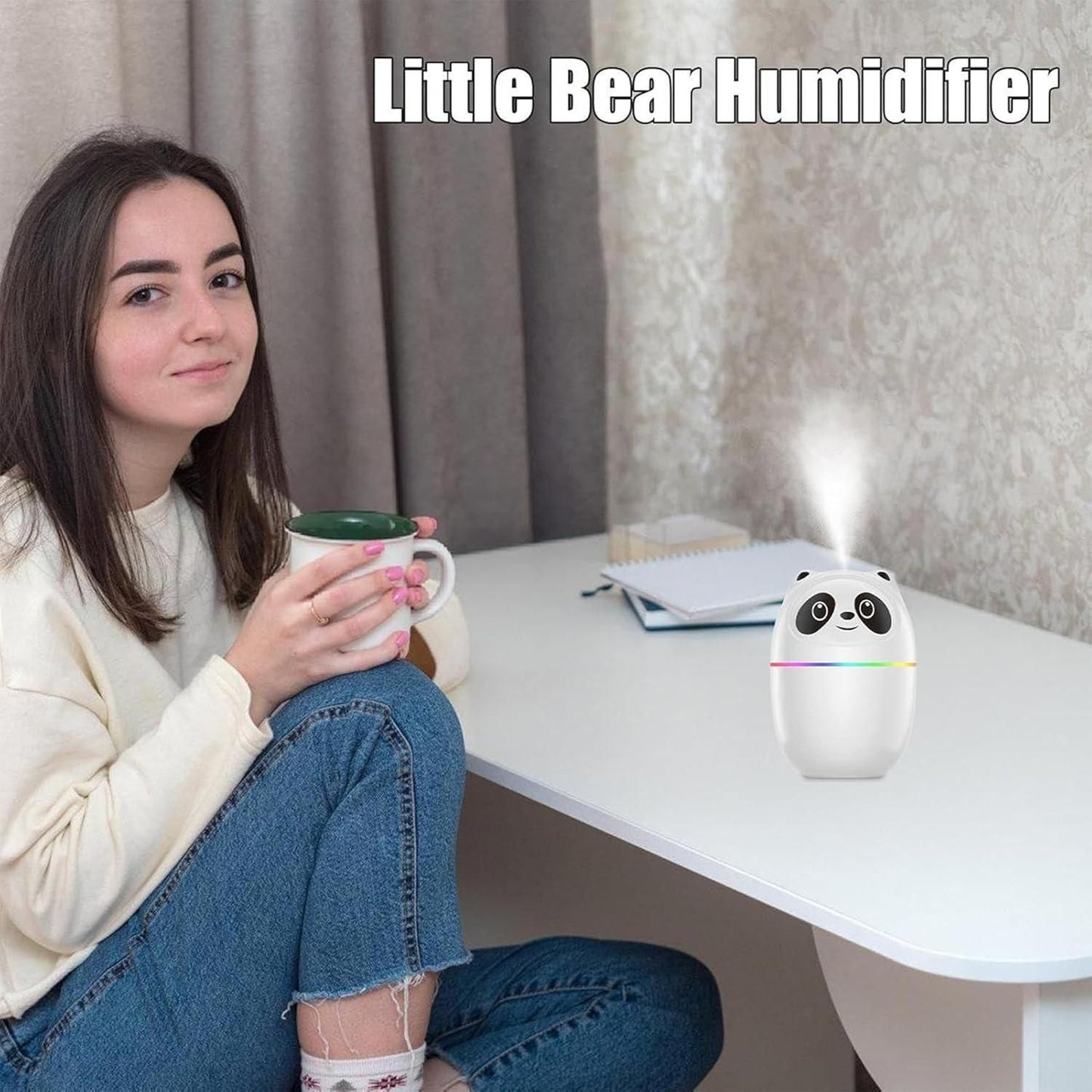Mini Cute Panda Humidifier – Cool Mist for Room Moisture & Comfort