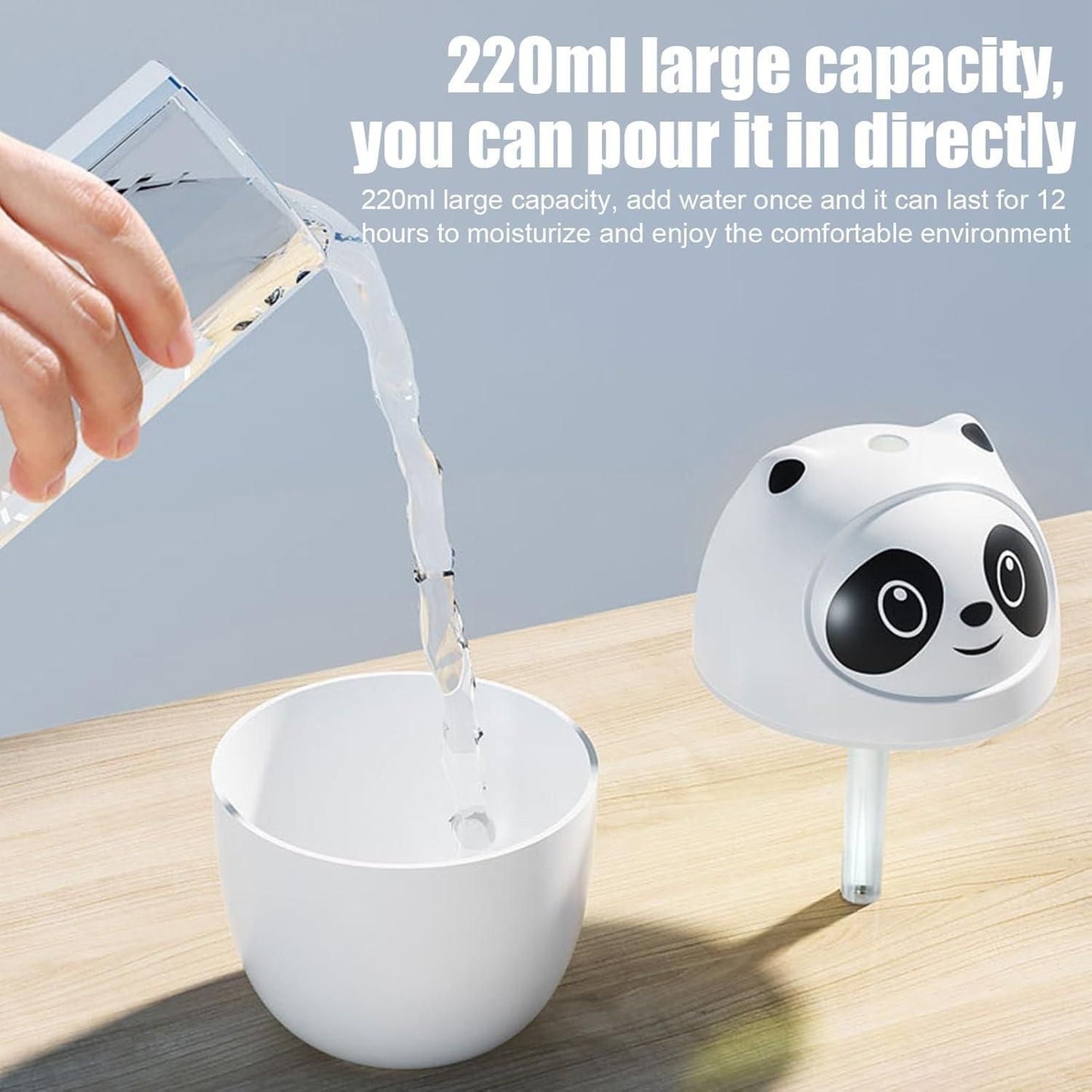 Mini Cute Panda Humidifier – Cool Mist for Room Moisture & Comfort