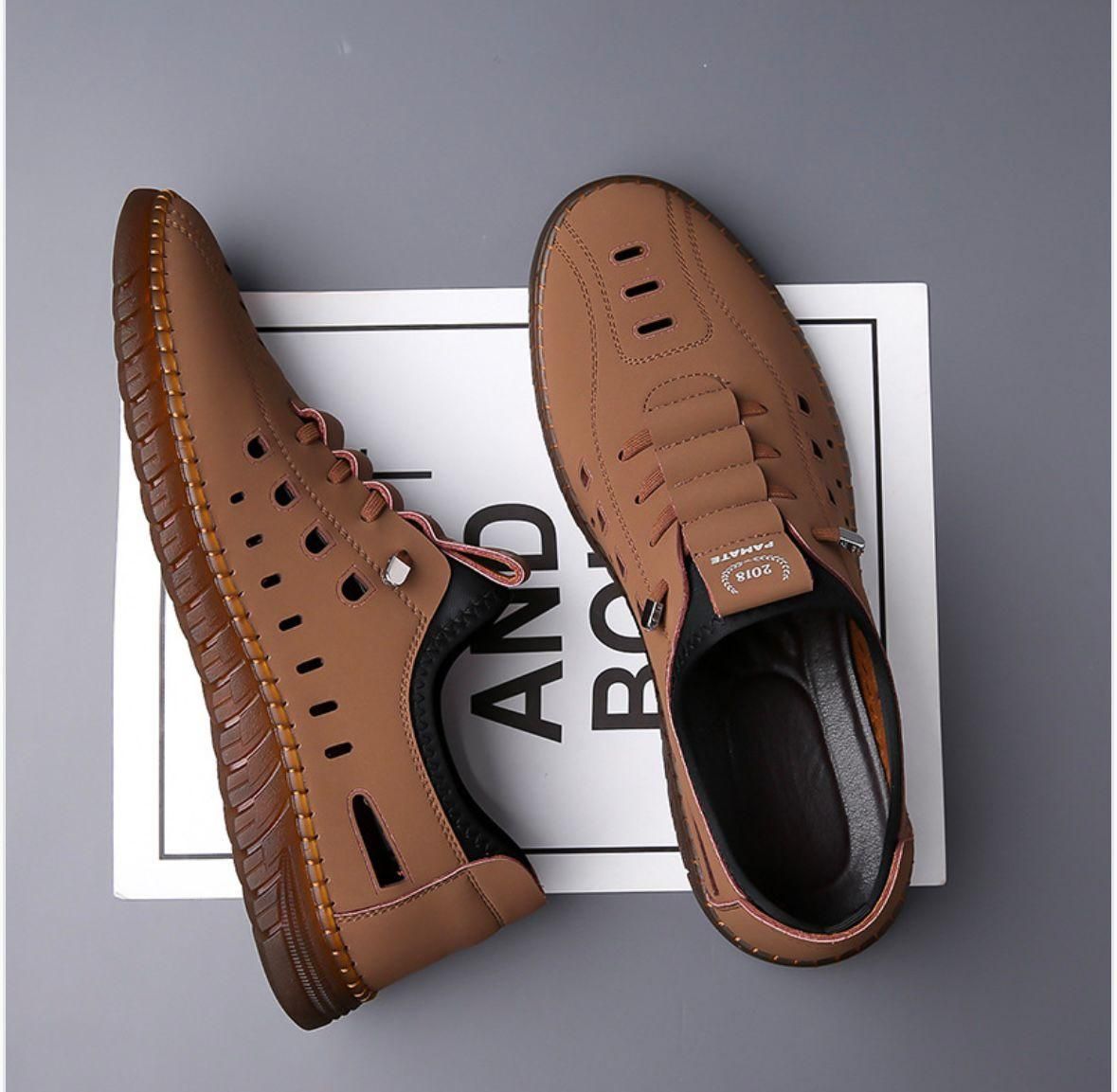 Men's Stylish Laser Cut Tan Casual Shoes – Trendy & Comfortable