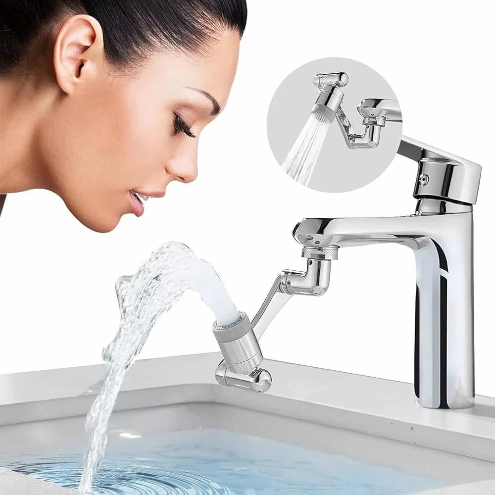 1080° Swivel Stainless Steel Faucet – Silver Bathroom Tap