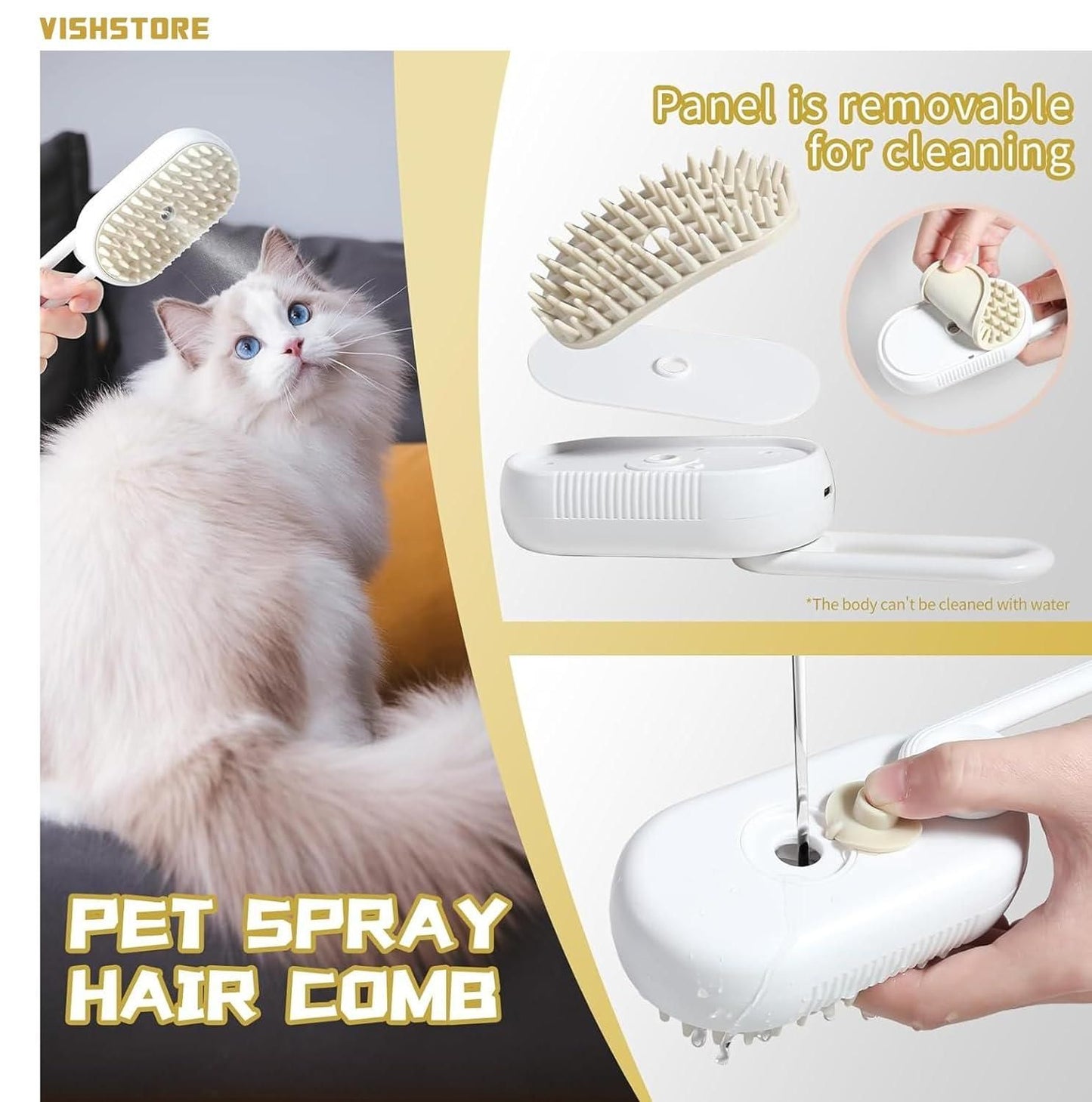 Steam Brush for Dog/Cat Lovers – Easy Fur Removal & Grooming