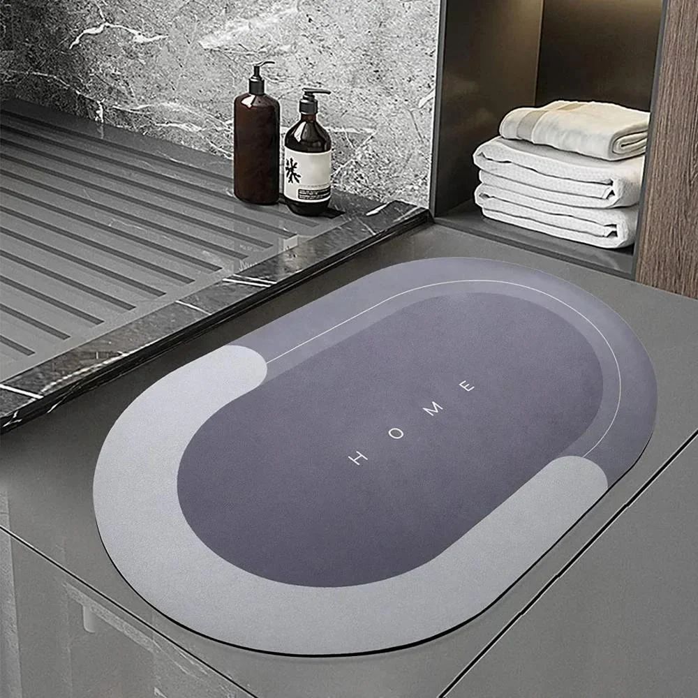 Gray Bathroom Door Mat – Soft & Absorbent Rug for Home