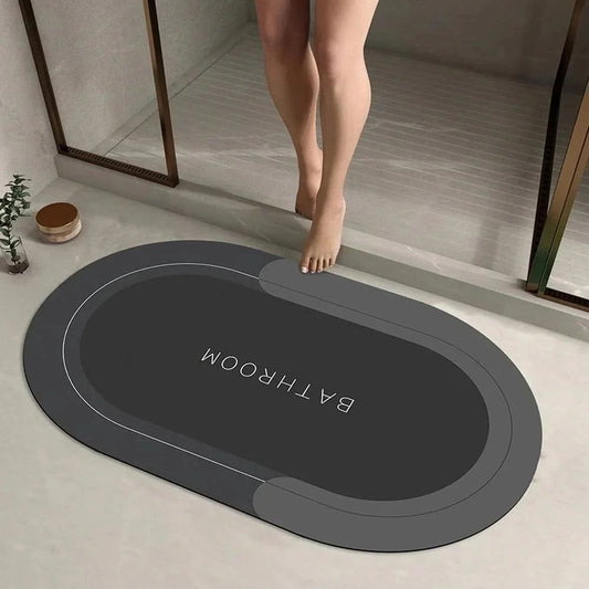 Gray Bathroom Door Mat – Soft & Absorbent Rug for Home