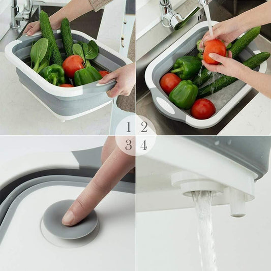Folding Cutting Board with Basket – Multi-Purpose & Space-Saving