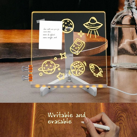 3D LED Acrylic Writing Board – Rewritable with Pens