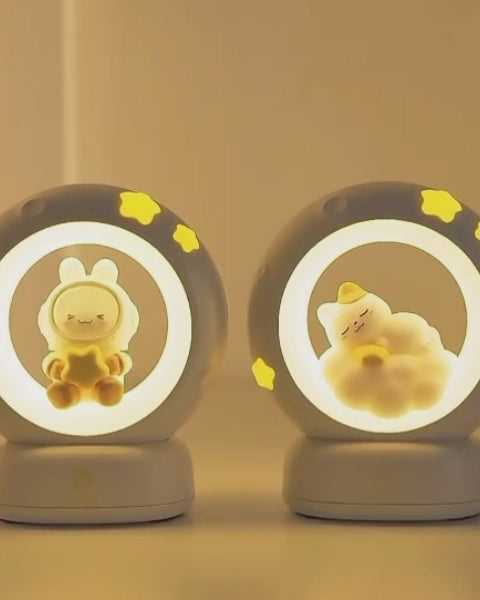 Space Kitty LED Night Light for Kids, Nursery Night Light, Table Lamp, Animal Kitty Bedside Décor Lamp with Dimmable for Gifts for Girls Baby Cat Lovers