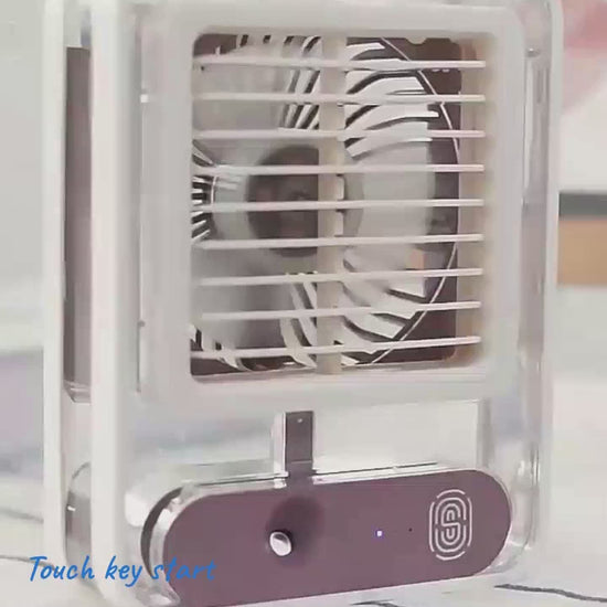 Rechargeable Mini USB Fan with Mist Spray – Battery Operated.