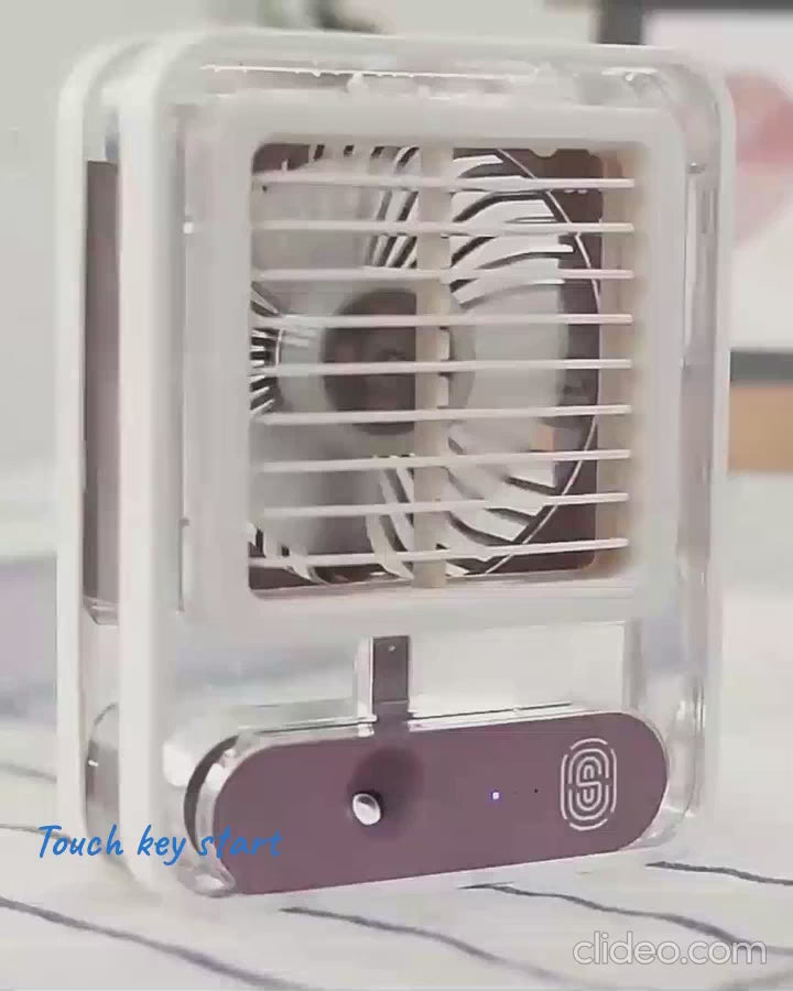 Rechargeable Mini USB Fan with Mist Spray – Battery Operated.